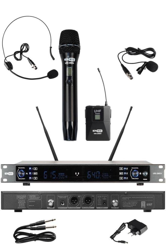 Hepa Merz URX-286EH Üst Kalite 2'li EL ve Yaka UHF Telsiz Kablosuz