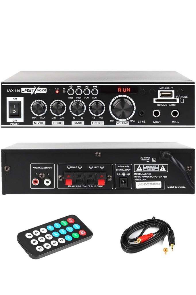 Lastvoice Lvx-150 Stereo Anfi Amfi 2x75 Watt Bluetooth Usb-Sd 220V