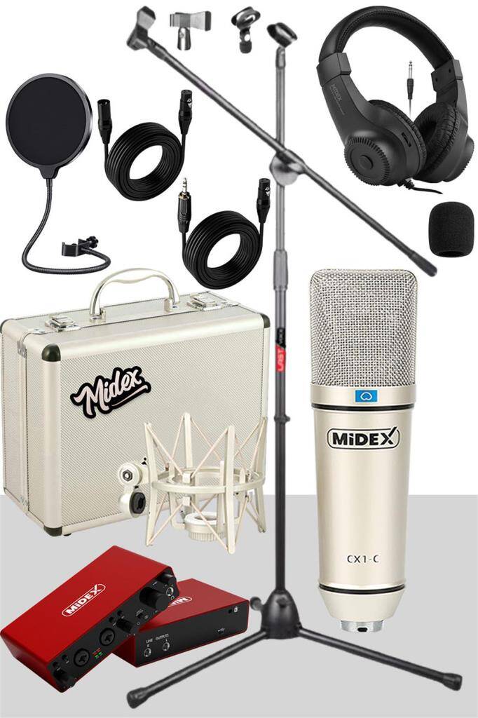 Midex CX1-C Mikrofon + GLX-800 + Kulaklık + MS06 Stand + Shock