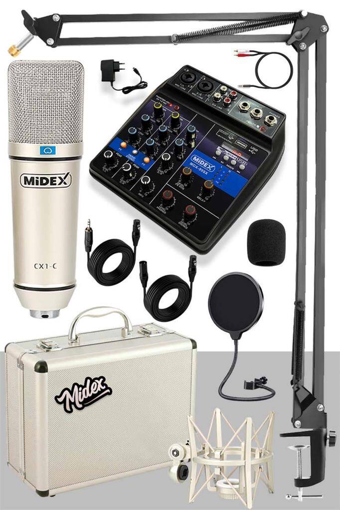 特選　Enchantress x Pseidon's Light mix sp Midex CX1 Mixer Set Condenser Mikrofon Ses Kartlı Mikser + Stand +