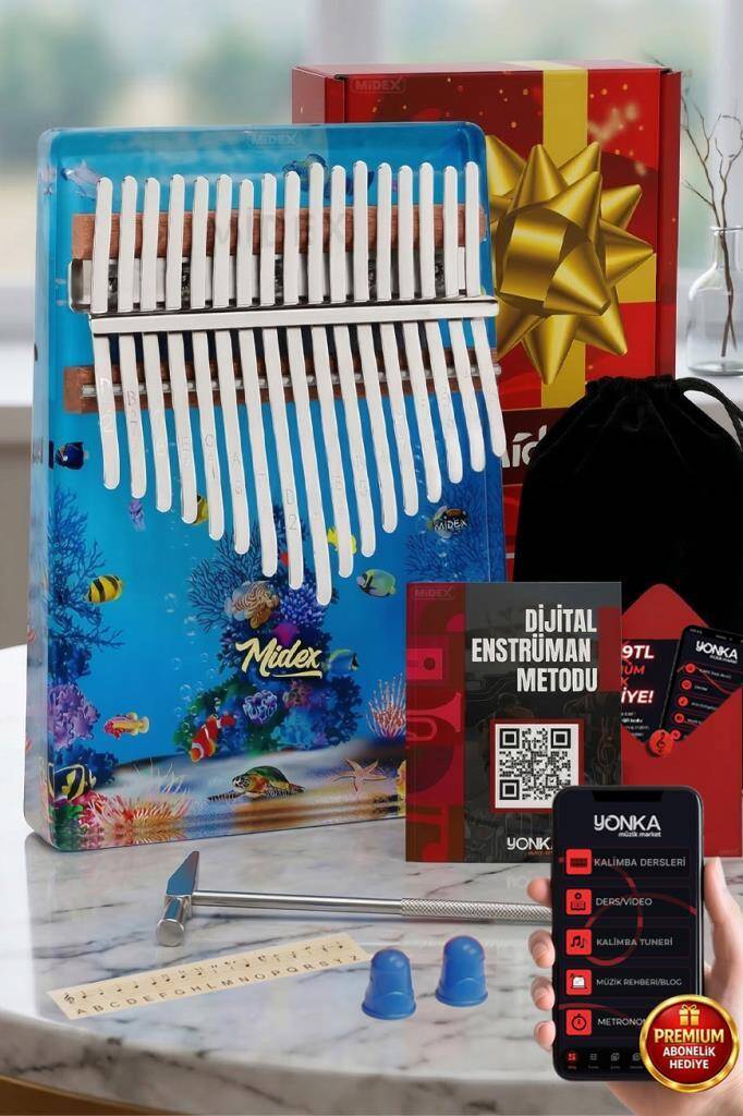 Midex KLX-640 Okyanus Cam Kalimba 17 Tuşlu Full Set En uygun