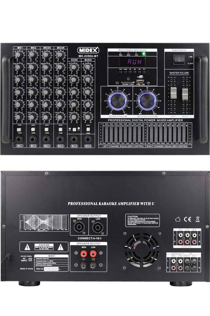 Midex Mx-2350U Ekolayzer'lı Stereo Power Mikser Anfi 2x350 Watt 4