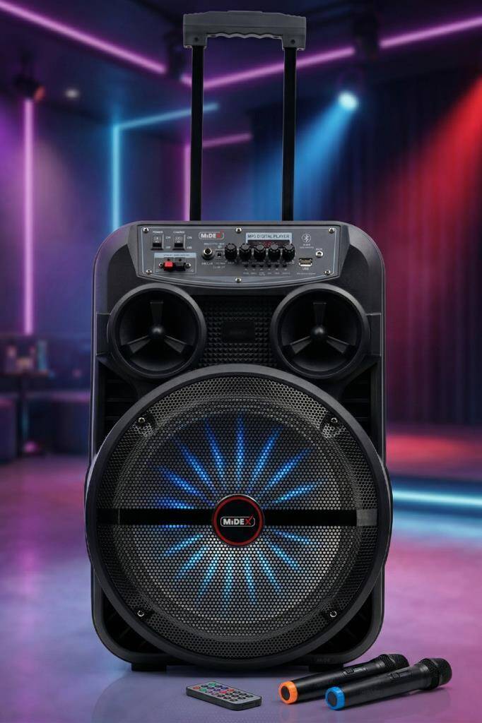 my my 様 Midex MXR-280 Taşınabilir Mikrofonlu Işıklı Akülü Ses Sistemi