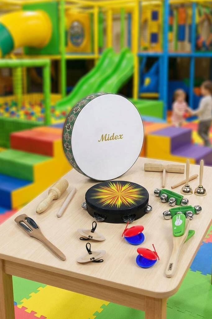 Midex Örf Aletleri Seti Small Paket Bendir Tef Marakas Zil Blok