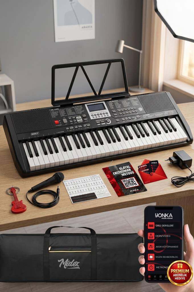 Midex PS-1800BK 61 Tuşlu Kaliteli Org Dijital Ekranlı Çanta