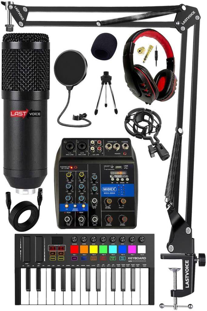 Stüdyo Ekipmanları Midi Live Paket-1 Ses Kartlı Mikser Midi Klavye